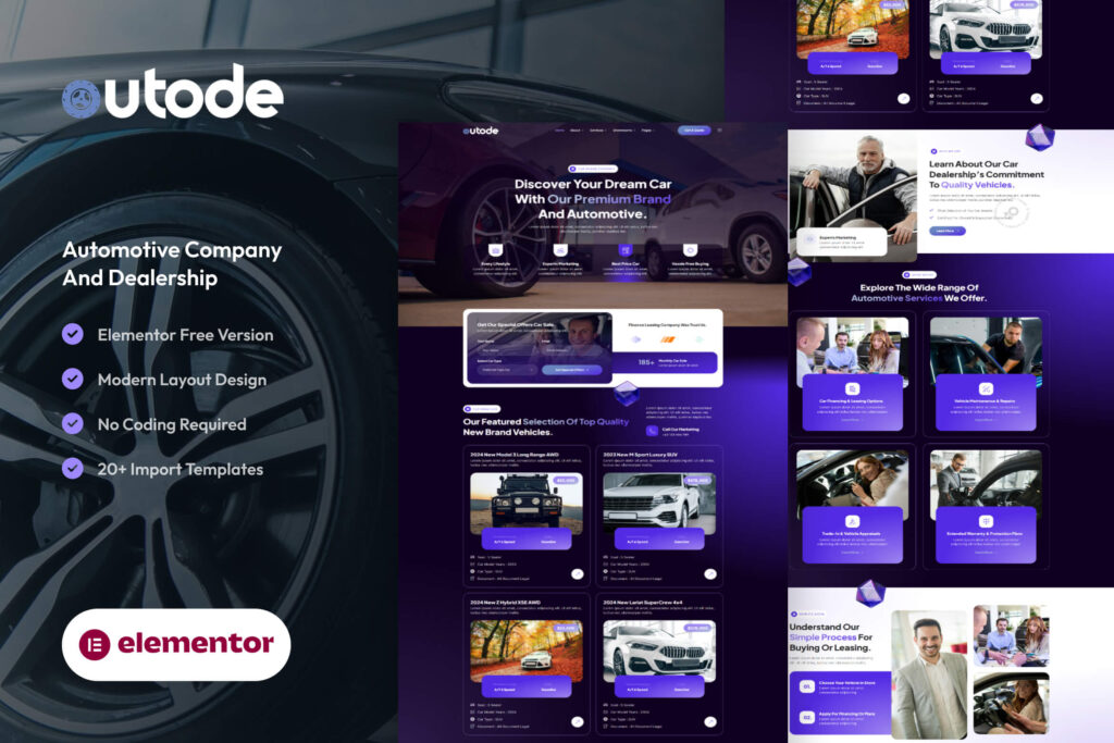 Autode – Automotive Company And Dealership Website Template for WordPress Elementor