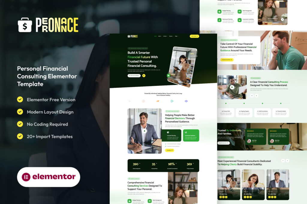 Peronance – Personal Financial Consulting Website Template for WordPress Elementor