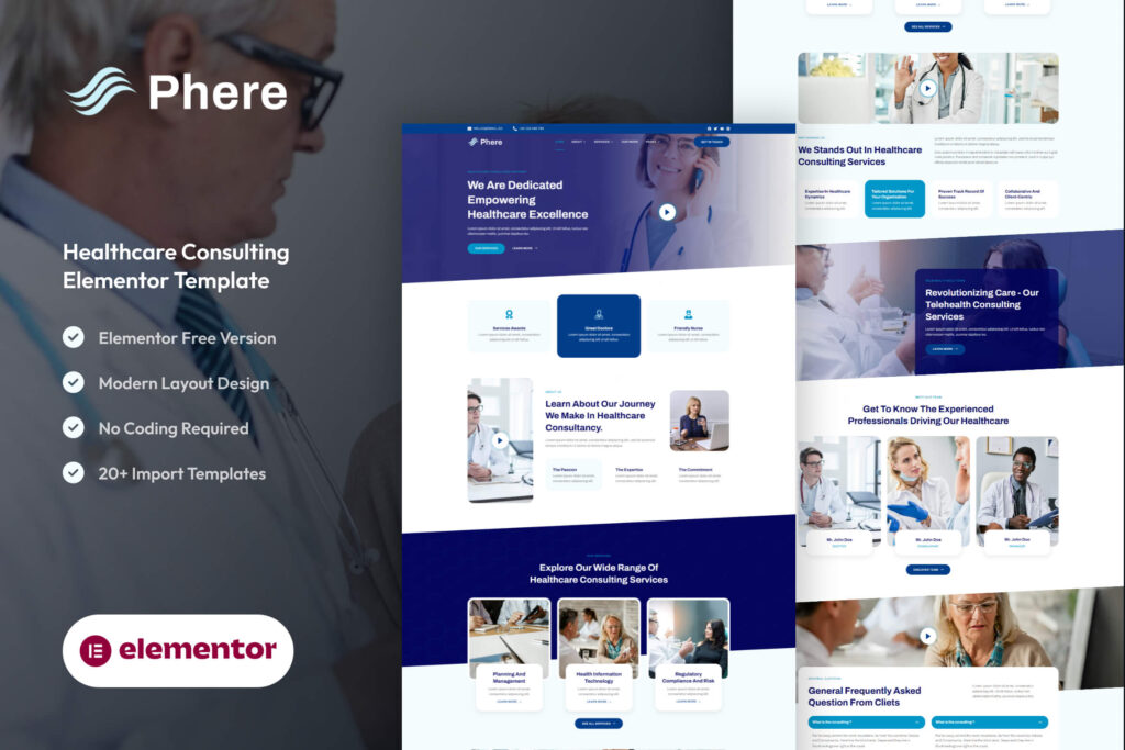 Sphere – Healthcare Consulting Services Website Template for WordPress Elementor