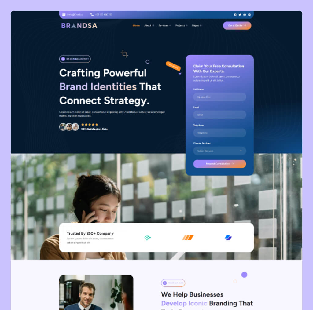 Brand Strategy Agency Website Template for WordPress Elementor – Brandsa