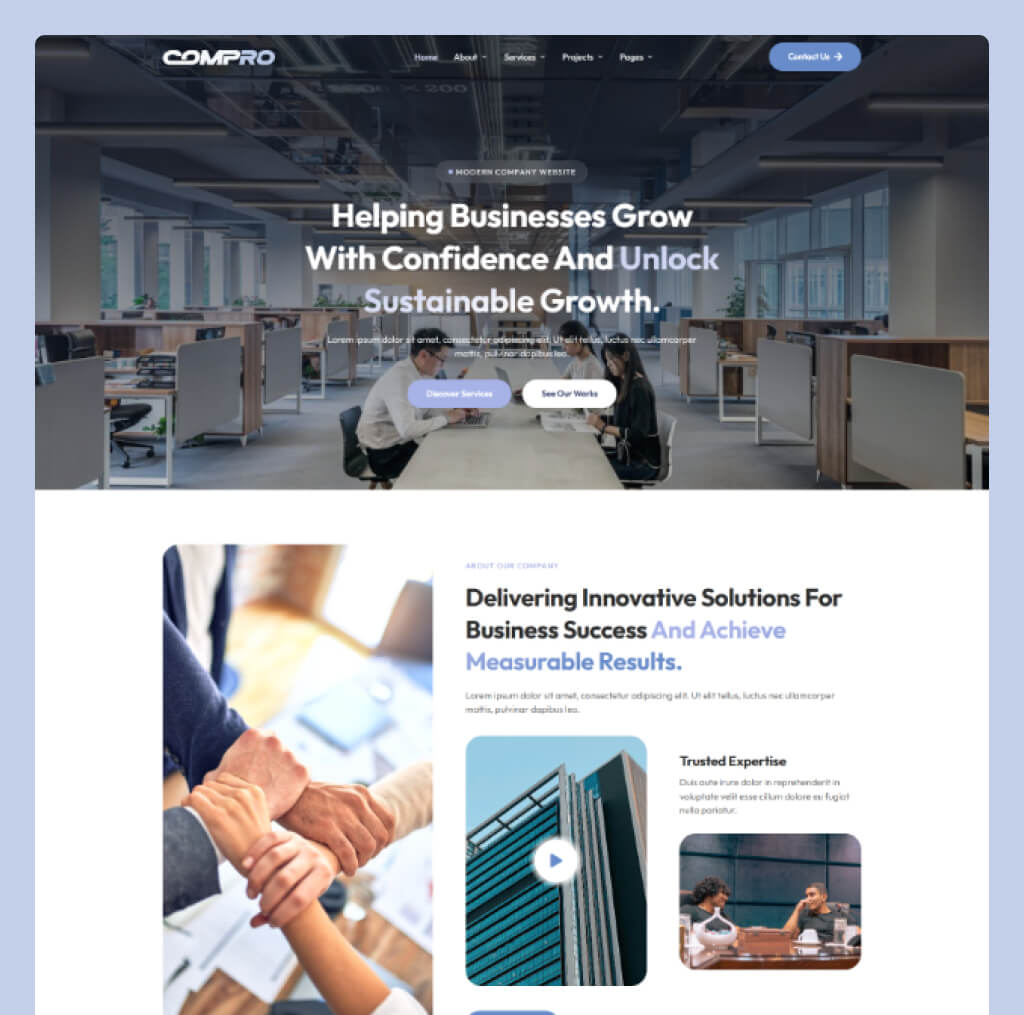 Company Profile Website Template for WordPress Elementor – Compro