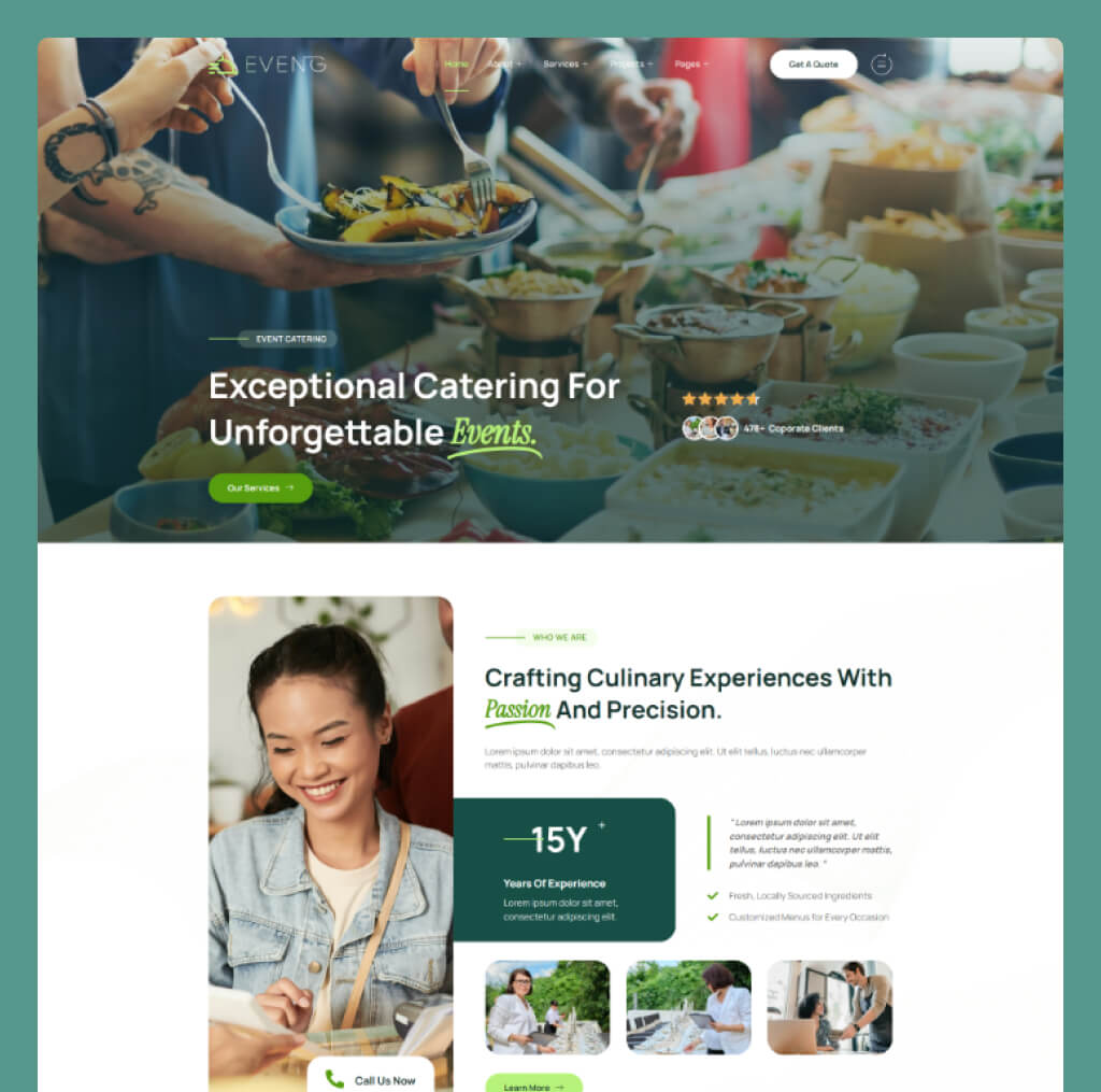 Event Catering Website Template for WordPress Elementor – Eveng