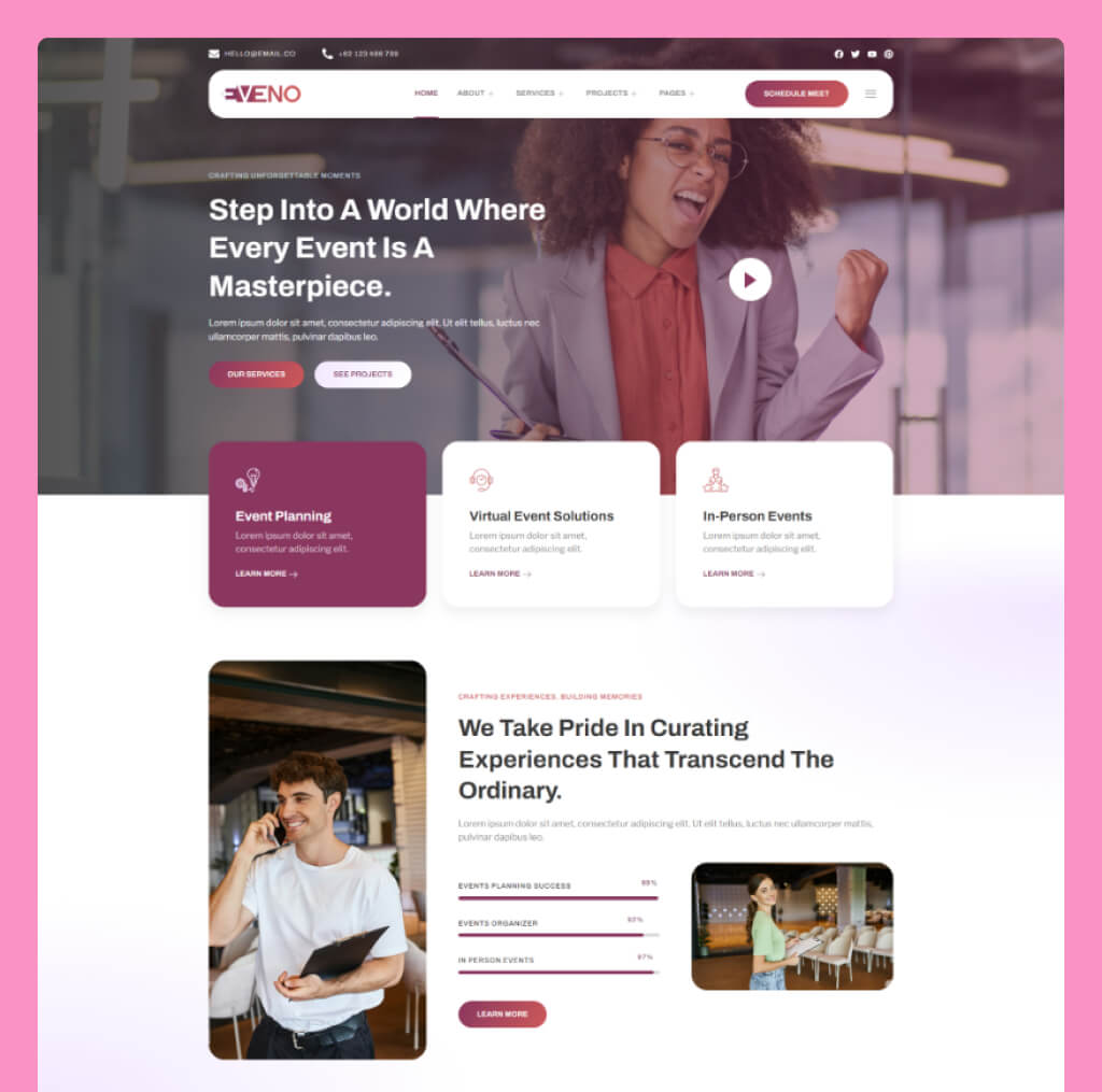 Event Organizer Website Template for WordPress Elementor – Eveno