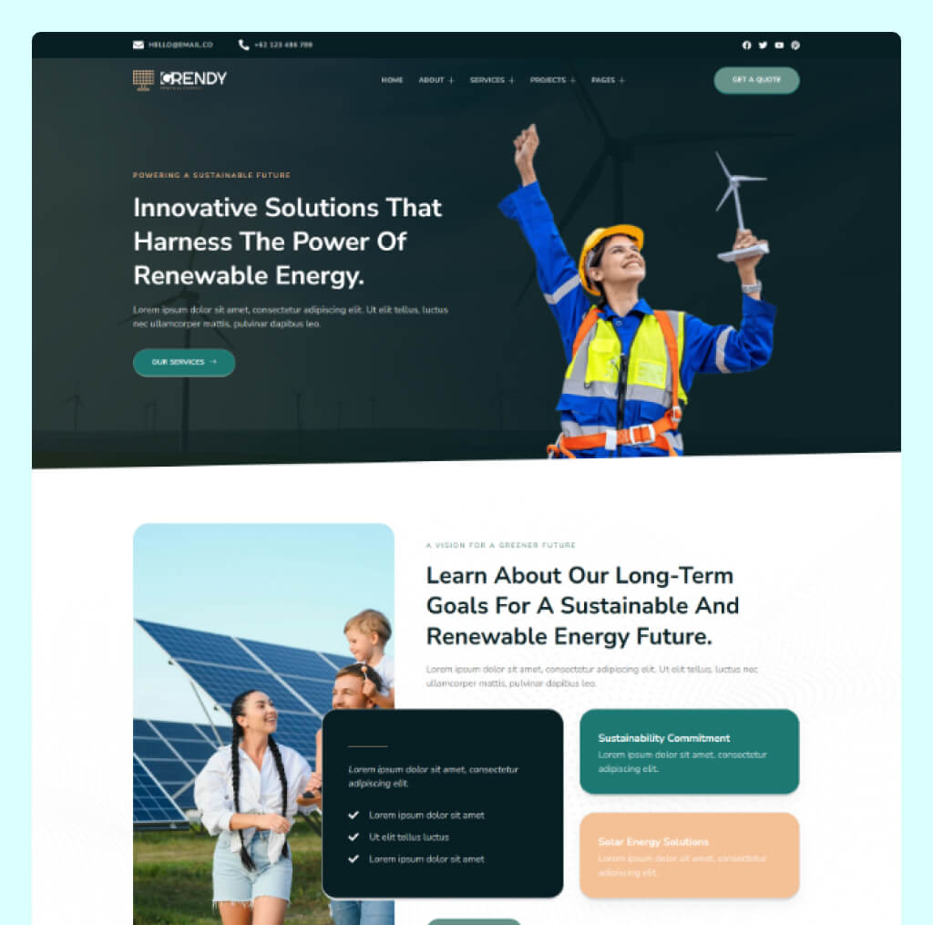 Renewable Energy Website Template for WordPress Elementor – Grendy