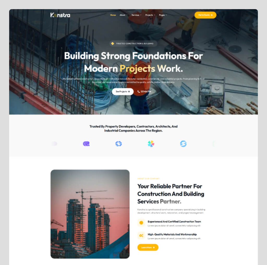 Construction Website Template for WordPress Elementor – Konstra
