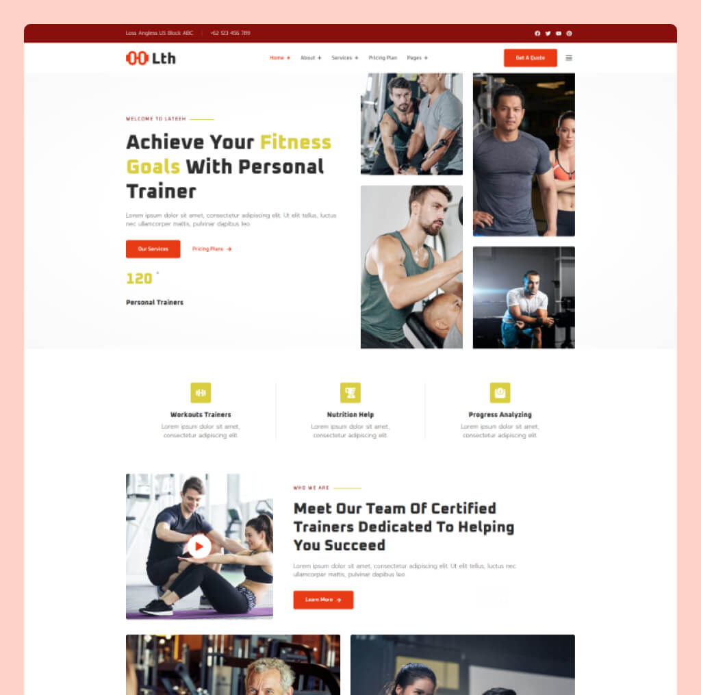 Gym Website Template for WordPress Elementor – Lateeh