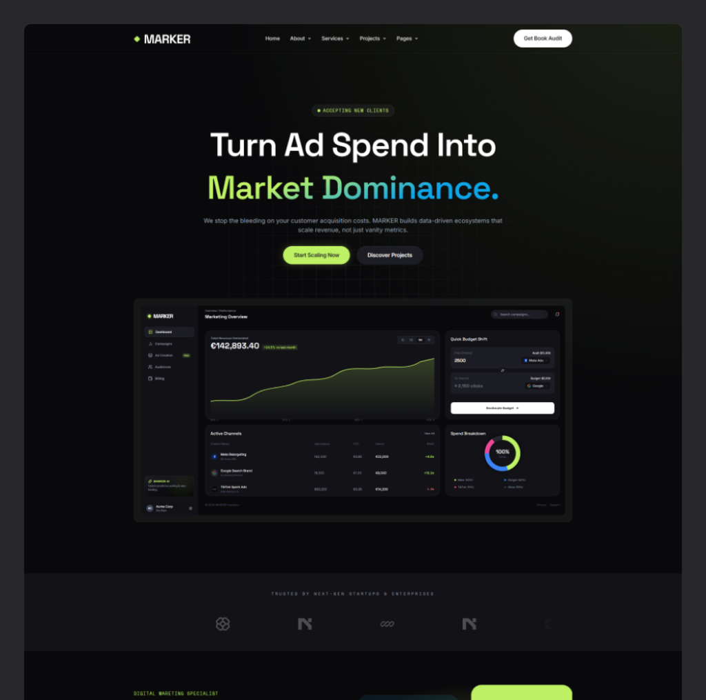Digital Marketing Agency Website Template for WordPress Elementor – Marker