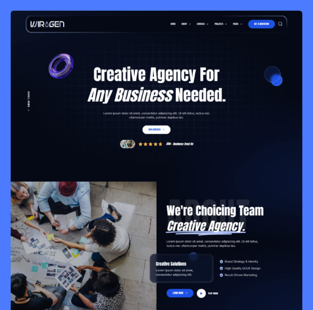 Creative Agency Website Template for WordPress Elementor – Wiragen